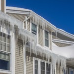 Example of ice dam build up on a home